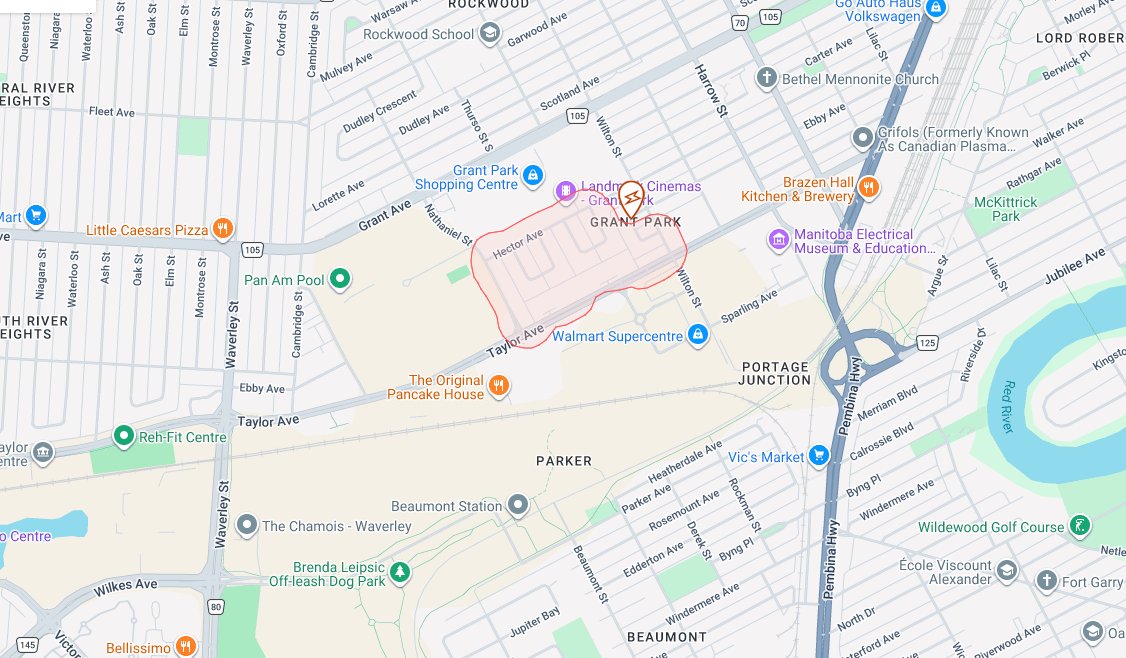 WinnipegTMC's tweet image. TRAFFIC ALERT: MANITOBA HYDRO OUTAGE.
Grant Park.
Several traffic signals are not working, please treat as all way stops and use caution.
Taylor &amp;amp; Nathaniel
Taylor &amp;amp; Wilton.
#Winnipeg #WPGTraffic #WpgTMC