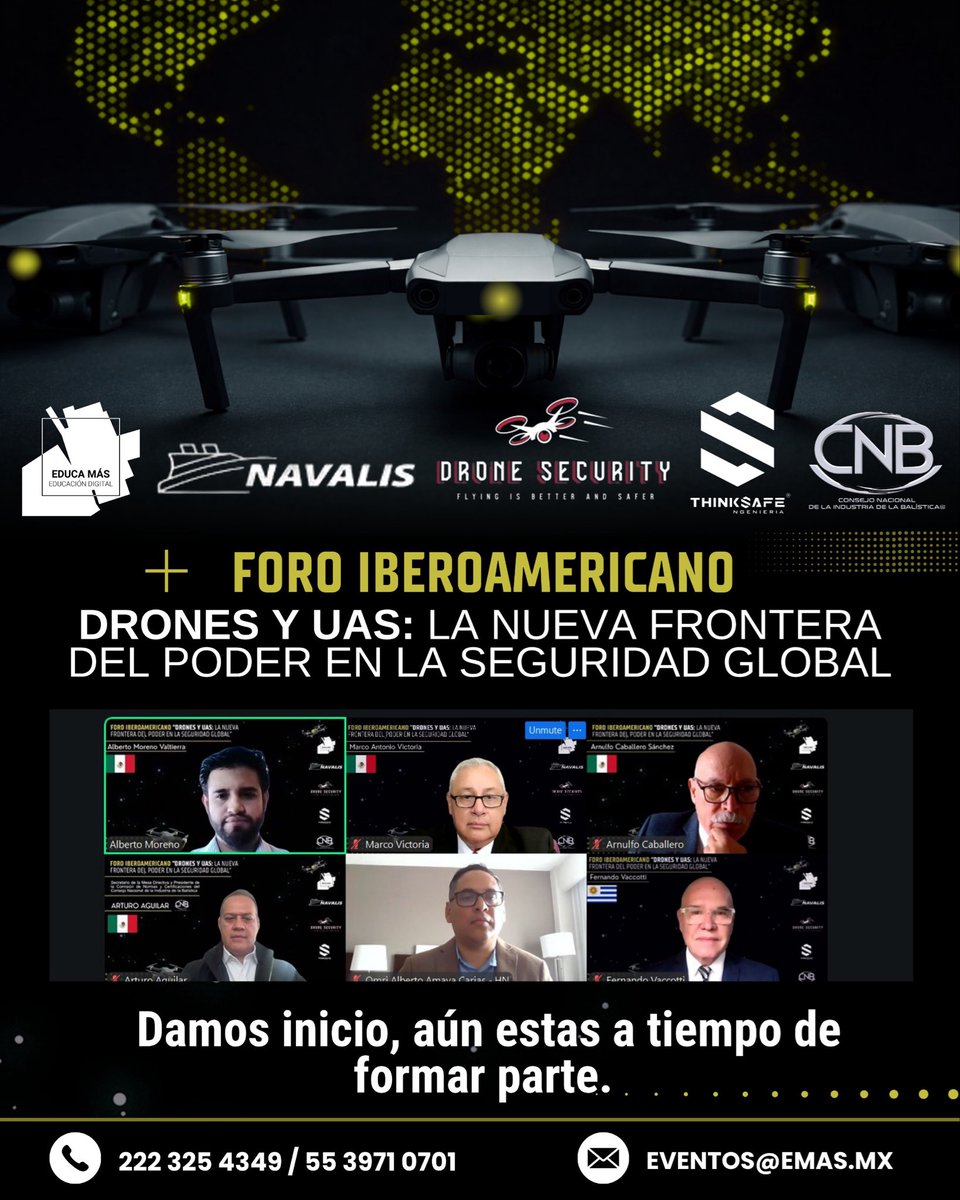 EducaMas23's tweet image. us06web.zoom.us/webinar/regist…
🚁 Damos inicio al Foro Iberoamericano “Drones y UAS: La Nueva Frontera del Poder en la Seguridad Global”

🕘 09:00 – 13:45 CDMX
💻 Online | Sin costo

#Drones #Seguridad #Educamás