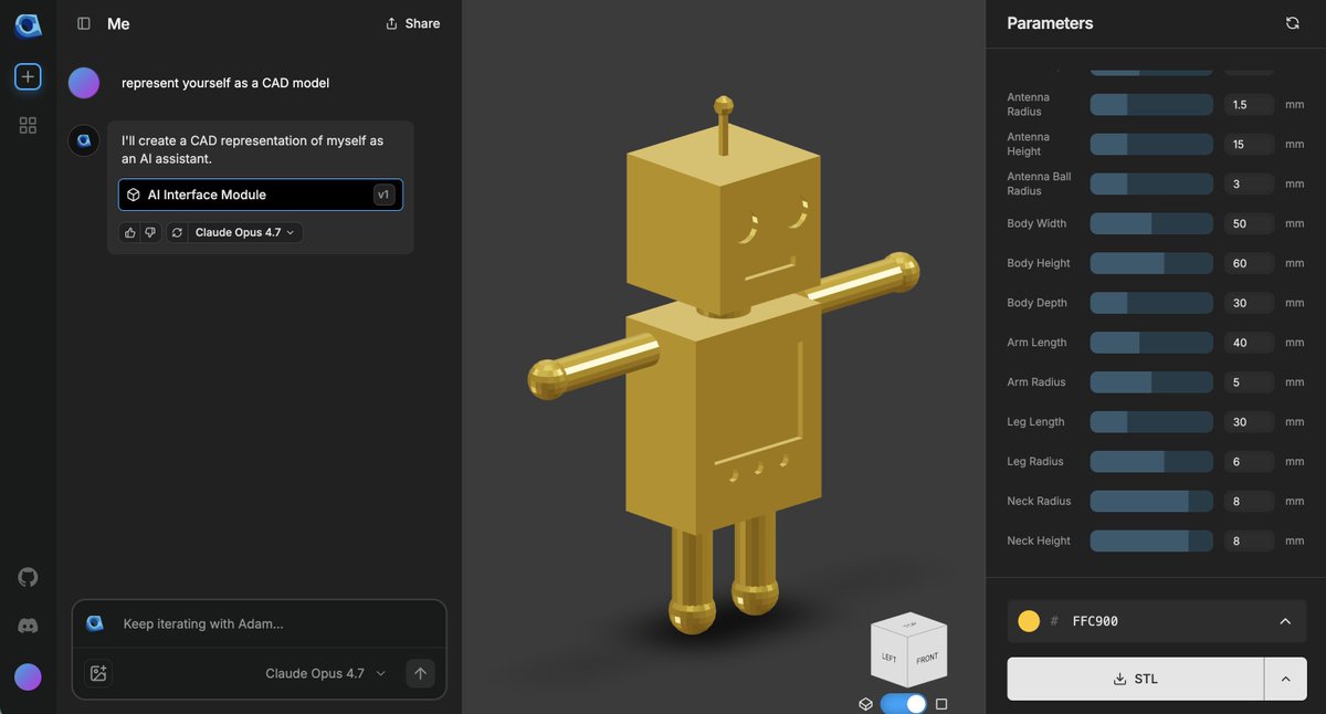 Opus 4.7 now in CADAM!