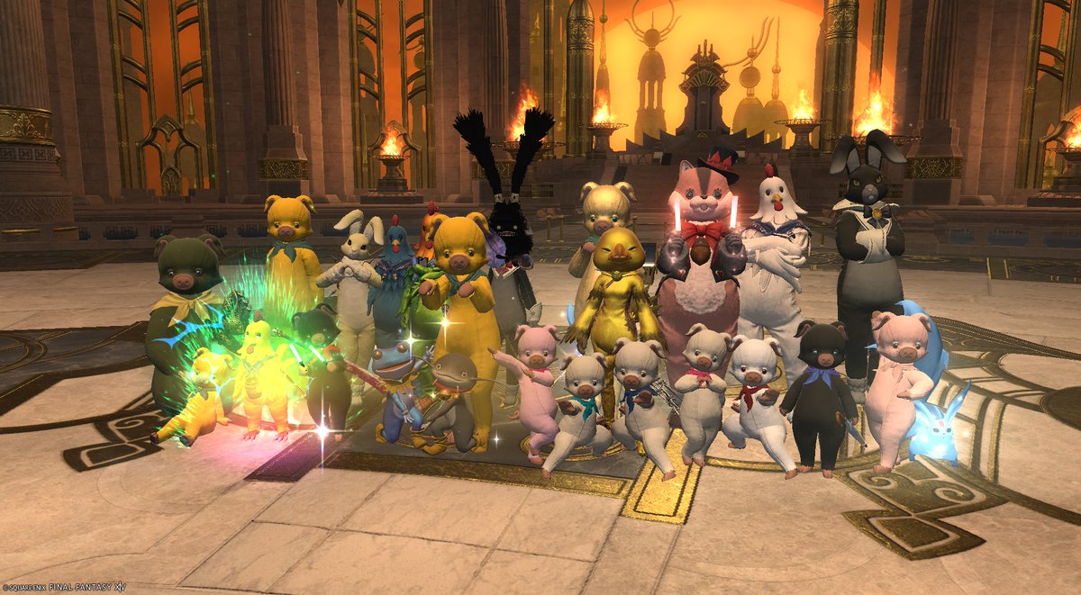 ff14Goro's tweet photo. 着ぐるみ族の焼肉アグライア～
下限でじっくり焼け焦げたー
頭割り付いたら一斉に逃げていくの面白かった🤣 https://t.co/cOZS71O6u4