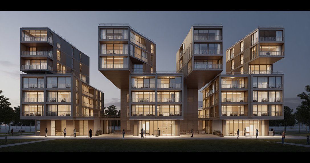 phiarch_'s tweet image. Modernist cantilevers and balconies create a dynamic urban space. Inspired by Le Corbusier, this architectural study emphasizes light, space, and community. #architecture #modernist #urbanliving