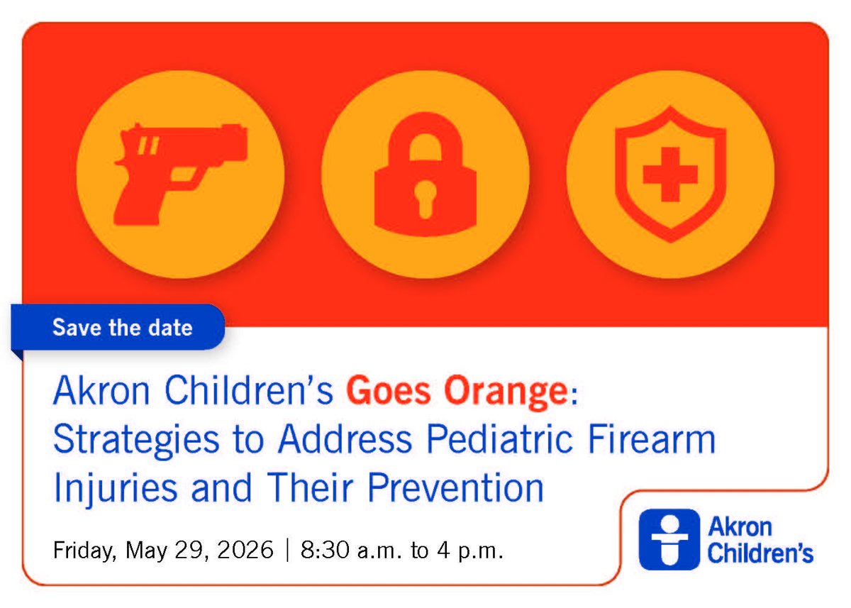 LevelUpOHTP's tweet photo. Akron Children’s is hosting its inaugural conference focused on addressing the public health crisis surrounding firearm-related injuries.  Join us May 29, 2026, to protect children! 

Together, we can make a difference. Stay tuned for more details! https://t.co/pROCX5A5sW