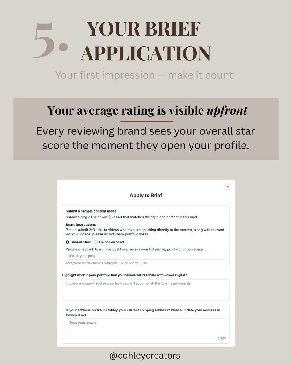 Cohley_'s tweet image. 2/2 1/2 Here’s what a brand actually sees when they open your Cohley application⤵️

Which one needs the most work for you right now?
#UGCCreator #UGC #BrandPartnerships #UGCTips #ContentCreatorTips