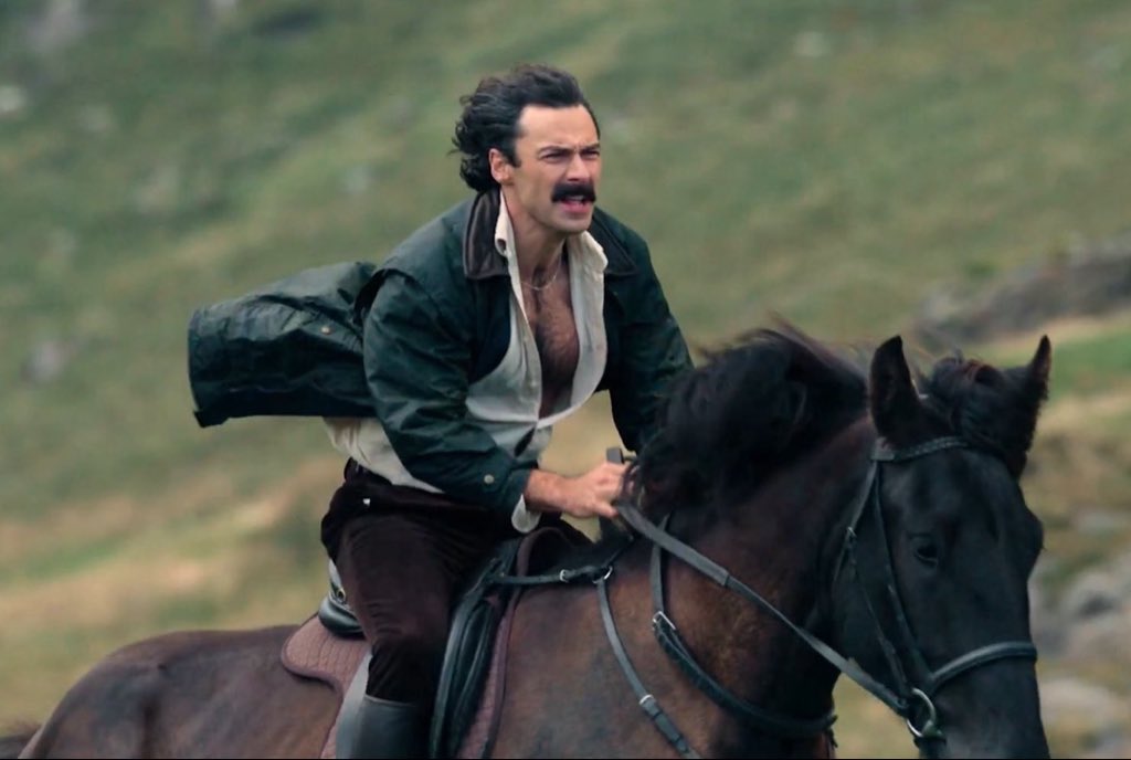 UpdatesRivals's tweet image. Aidan Turner as Declan O’Hara in #Rivals Season 2!

#Rivals2