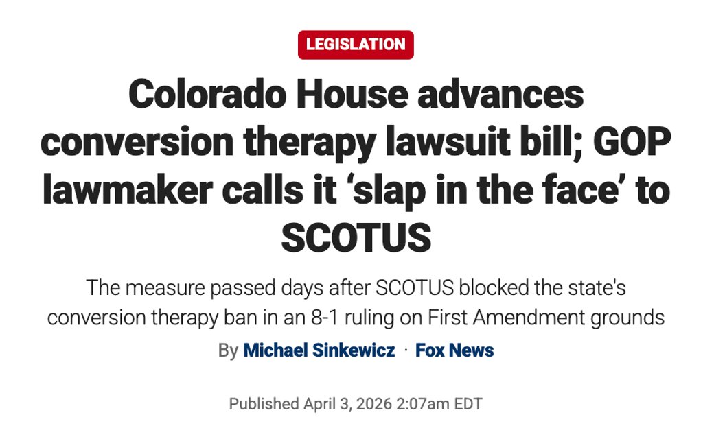 KristenWaggoner's tweet image. THREAD🧵: Two weeks ago, the Supreme Court ruled 8-1 against Colorado’s counseling ban.

Despite that, radical state legislators—seemingly desperate to keep kids on a one-way path toward “transition”—are trying to pass work-around bills.

Here’s why this “loophole” won’t work. ⬇️