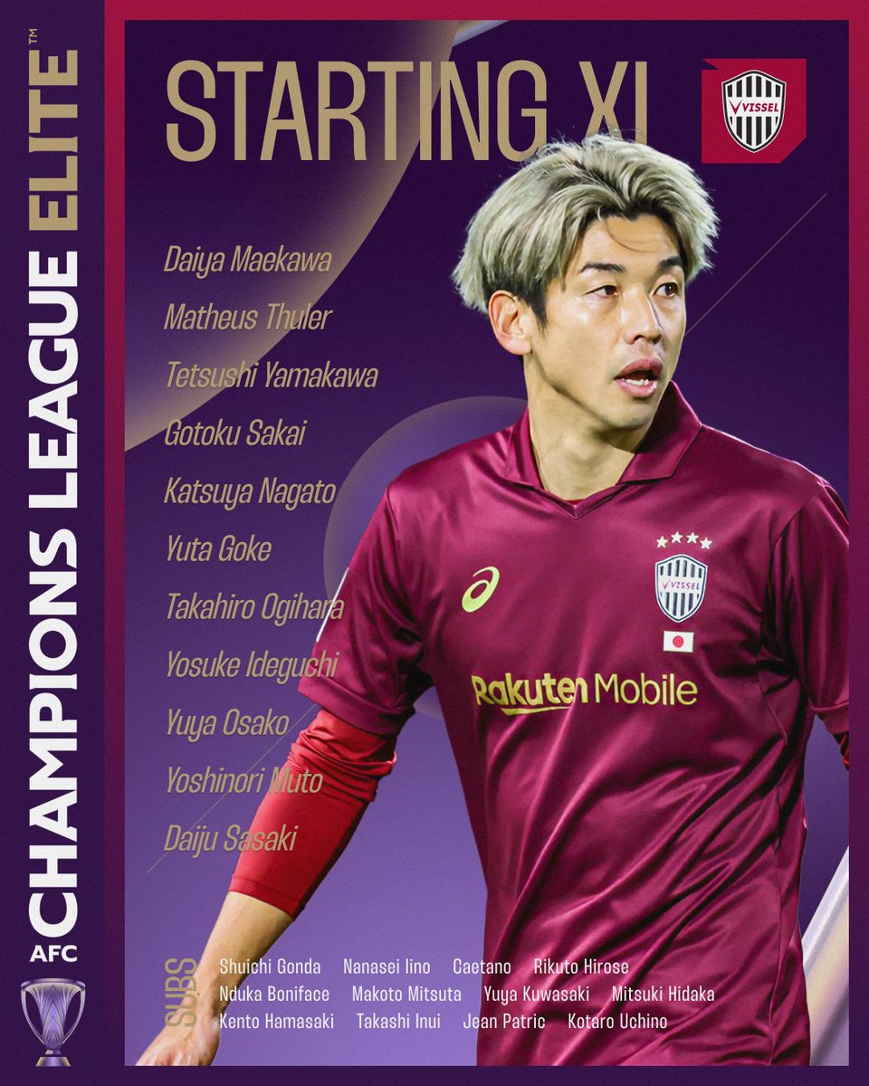 J_League_En's tweet image. Check out the starting XI for Vissel Kobe as they take on Al Sadd SC 🇯🇵🔥

#JLEAGUE 
#football 
#visselkobe        
#ACLElite