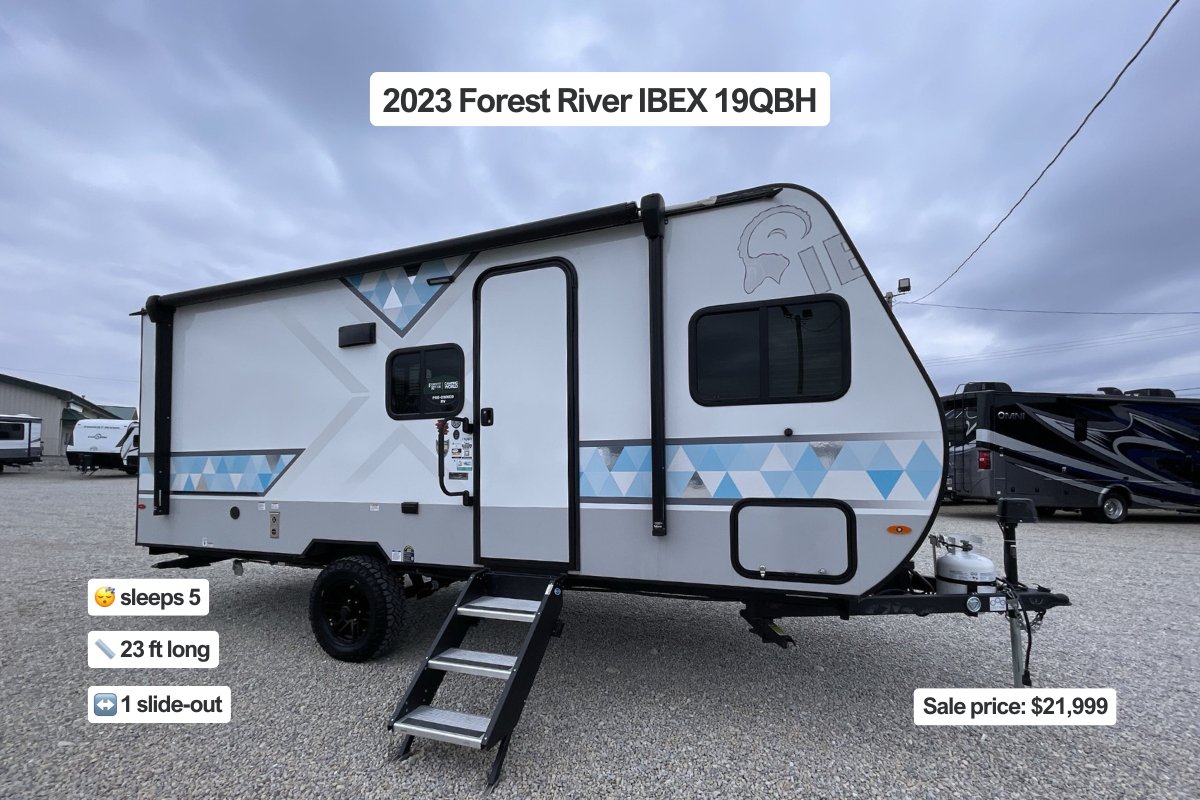 RVsDotCom_'s tweet photo. Tiny RV life 🙂‍↕️

New 2026 Forest River Campsite Reserve 17LS
Used 2023 Forest River IBEX 19QBH
Used 2023 Winnebago Hike 100 1316DB
Used 2025 Forest River No Boundaries 18.2 https://t.co/2tIDwLsKUk