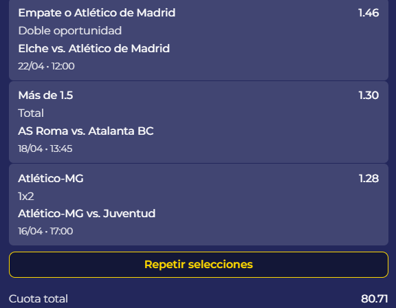 Ya lo hemos logrado antes, porque no nuevamente ? Parlay soñador cuota 80