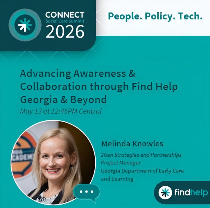 CommJacobs's tweet photo. CAPS 2Gen Strategies & Partnerships Project Manager Melinda Knowles will take the stage at Find Help Georgiaโs 2026 Connect Summit (May 13โ14)!
Register: https://t.co/xs9h1QSfew #FindHelp #2Gen #StrongerTogether https://t.co/gzn01VqG96