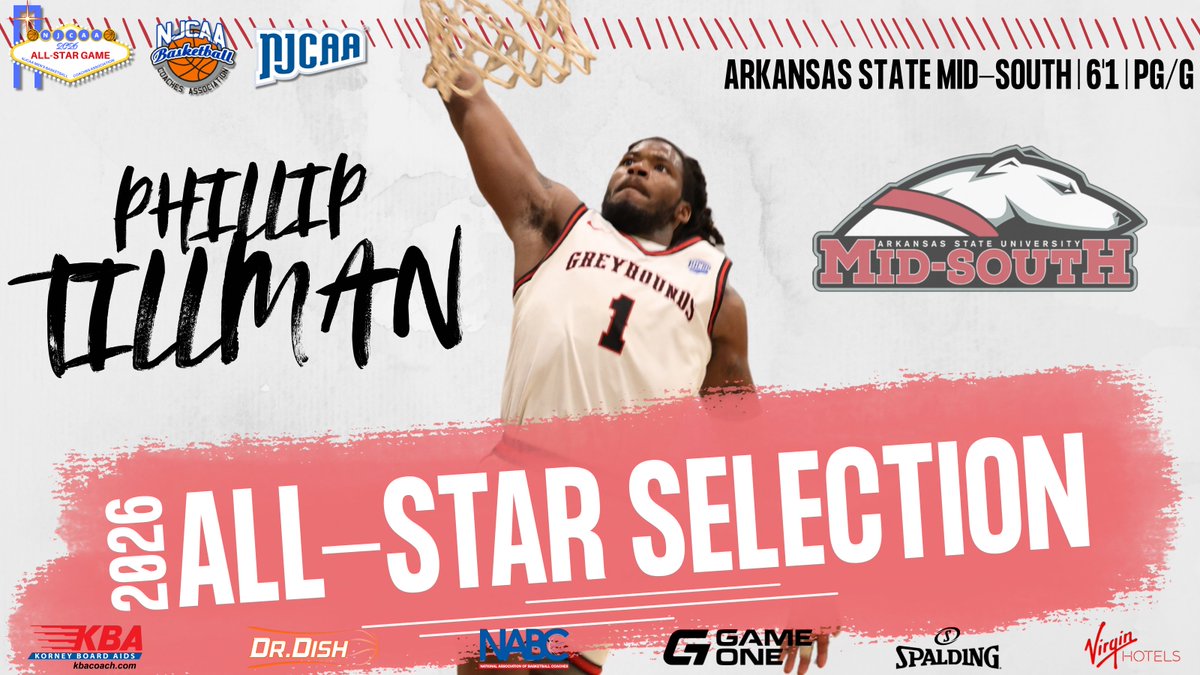 NJCAAMBBCoaches's tweet photo. 🌟2026 ALL-STAR SELECTION🌟

Phillip Tillman (@Philliptillma12) of @ASU_MidSouthMBB has been selected as a 2026 NJCAA Men's Basketball All-Star!

🏅NJCAA Division II First Team All-American
🏅Region 2 Division II MVP
🌟19.3 PPG in 2025-2026

#NJCAABasketball🏀 https://t.co/UpWjVASb2I
