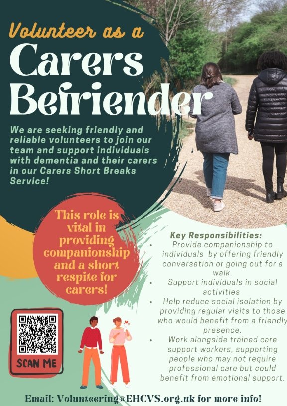 Hounslowtweets's tweet image. ☀️ New Volunteer Opportunity! ☀️

Help Carers by becoming a Befriender - get in touch if you are interested!

Check out our website to find out more about this role and other exciting volunteering roles available! 

volunteer.ehcvs.org.uk/opportunity/ca…

#EHCVS #Volunteering #VolunteerEaling
