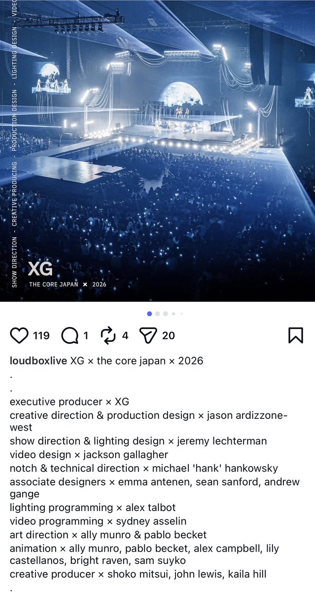 amoslau560343's tweet photo. XG’s 2nd World Tour just locked in Lady Gaga’s iconic Coachella core production team!
Just saw loudboxlive’s post on Instagram — the creative team behind XG’s upcoming THE CORE 2026 Japan shows is the EXACT same crew that made Lady Gaga’s legendary 2025 Coachella set happen
#XG https://t.co/Xkfpt80HS2