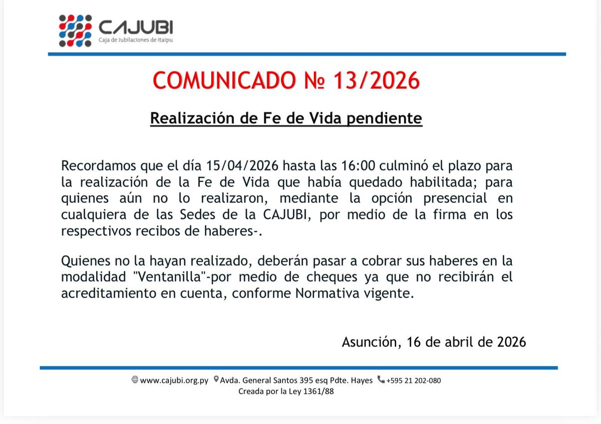 CajubiPy's tweet photo. 📍Para tener en cuenta.
#TuCaja🇵🇾 https://t.co/nZW8PBB4tb