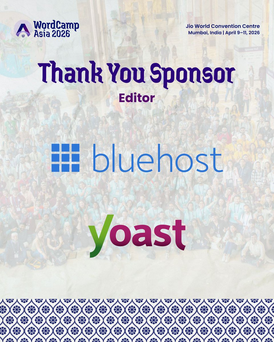 WordCampAsia's tweet image. WordCamp Asia 2026—what a ride 🚀

Thanks to our Editor Sponsors:

Bluehost – powering faster, AI-driven website creation
Yoast – enabling smarter SEO and growth

👉 buff.ly/dKmtdBb

#WCAsia #WCAsia2026 #WordPress #SEO