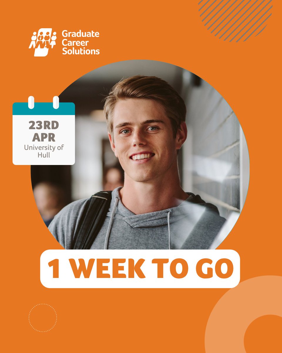 GradSpecialists's tweet photo. 1 Week to Go!

In just 1 week, Graduate Career Solutions will be attending the University of Hull to chat to soon to be grads about all things graduate careers at the Hull and Humber Careers Fair.

We'll see you there! https://t.co/6jNoDlxa27