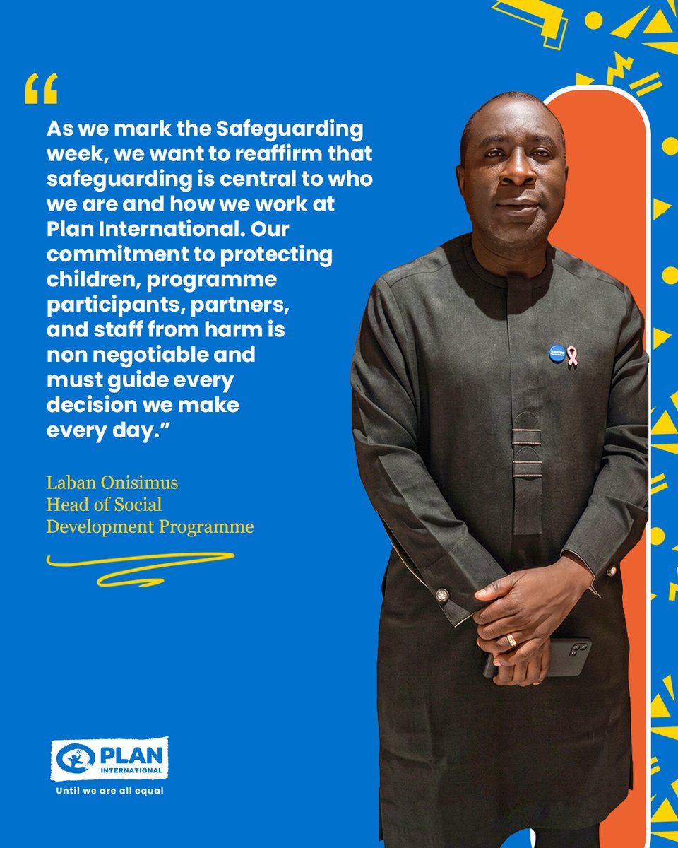 Plan_Nigeria's tweet image. Safeguarding is action, not just words.

This #SafeguardingWeek, Plan International Nigeria reaffirms its commitment to protecting children and girls.

We all have a role to play.

#SafeguardingWeek2026
#Safeguarding #PlanInternationalNigeria #StandWithGirls #UntilWeAreAllEqual
