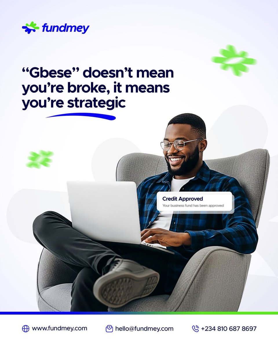 FundmeyHQ's tweet photo. Your hustle deserves that same push. No be failure, na smart move.
Let Fundmey make credit work for you.
Link in bio.

#Fundmey #SMEFinancing #NaijaEntrepreneurs https://t.co/xyhvv1fdvL