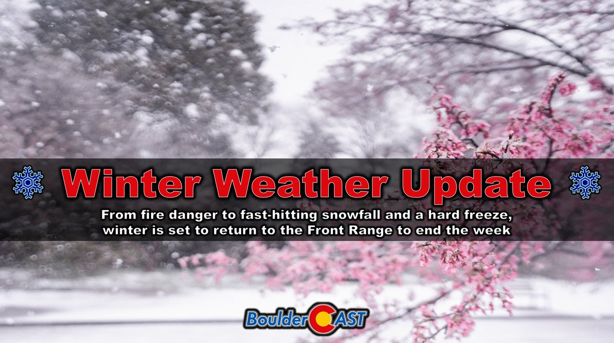 BoulderCAST's tweet image. ❄️ COLORADO WINTER WEATHER UPDATE 🥶

From Fire Danger to Snowflakes in Just 12 Hours, Then Comes a Hard Freeze

Here’s what to expect as winter makes a brief return to the Front Range to end the week ➡️ bouldercast.com/colorado-winte… #COwx #Denver #Boulder #Colorado #Snow #COsnow