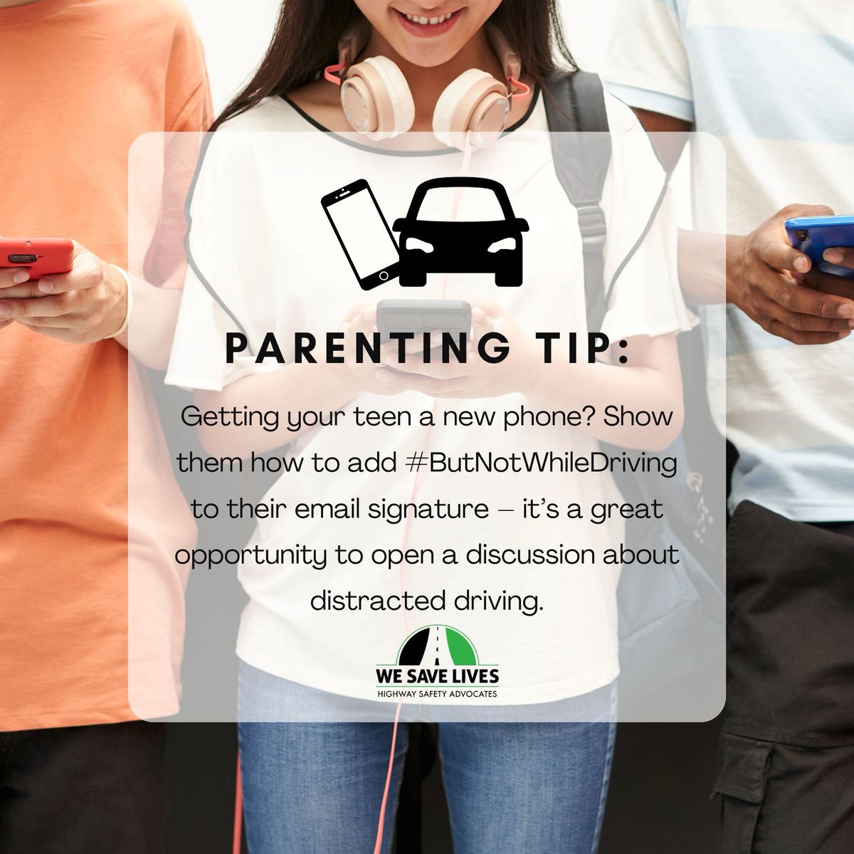 wesavelivesorg's tweet photo. #DistractedDriving

This month I’m adding four words to my life: 
#ButNotWhileDriving.
✅ I text — but not while driving
✅ I scroll — but not while driving
✅ I post — but not while driving
Join me and make it your rule too.

#ButNotWhileDriving #NotAnAccident #PhonesDownEyesUp #wesavelives

Because I care . . .