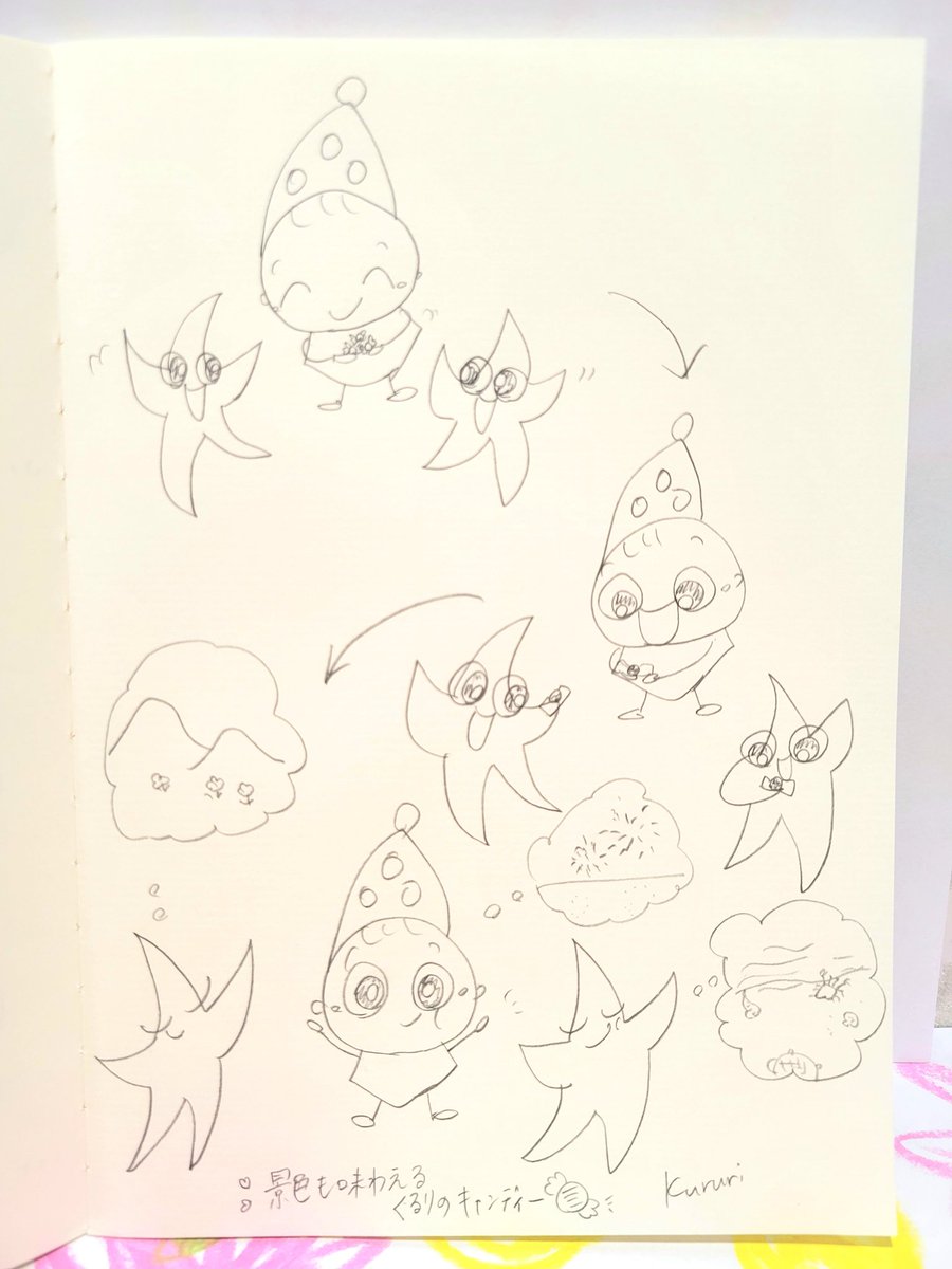 今日も日付けが変わったところで、
こんばんは！🌃🌛

景色も味わえる
くるりのキャンディー🍬
⛰️🏖️🎆

文学フリマまであと2週間ちょっと✍️
すてきな時間になりますように🌠

#イラスト　#キャラクター
#くるり　#即興　#お絵かき　
#文学フリマ東京　#元気がでる
#おやすみなさい😴🌛
#すてきな夢を