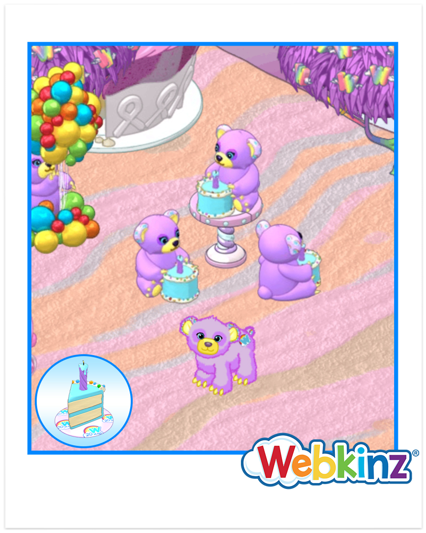 ganzestore's tweet image. The Year 20 Bear, Year 20 Bear Cake Dispenser, and Celebration Balloon Bouquet are FREE gifts with select purchases of 175,000 eStore Points until April 20, 2026! tinyurl.com/es-points

#Webkinz #Classic #WebkinzDay @webkinz