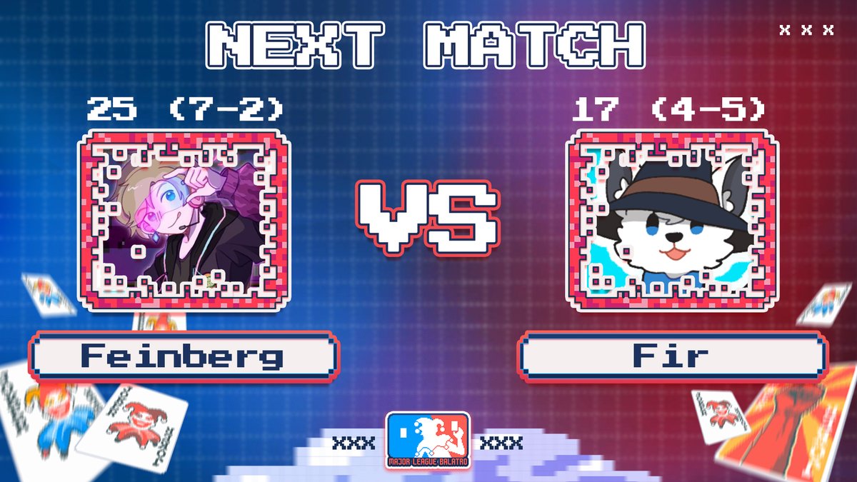 MLBalatro's tweet photo. The final Round 1 Playoff match is here!

FEINBERG V FIR!
2p PT/5p ET/11p CET

Booth 1:
Zaino, Cole, Sizaak

Booth 2:
Nightmare, Nandre https://t.co/RlI1vAGr08