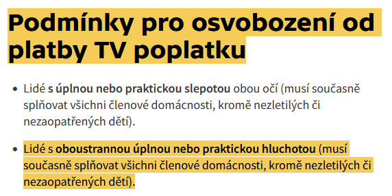 <a href="/CzechTV/">Česká televize</a> <a href="/borisstastny/">Boris Šťastný</a> <a href="/snemovna/">Poslanecká sněmovna ČR</a> Vypíchnout oči nebo propíchnout bubínky si musí všichni členové domácnosti, děti zatím mohou zůstat ušetřeny. Potom je šance na neplacení.