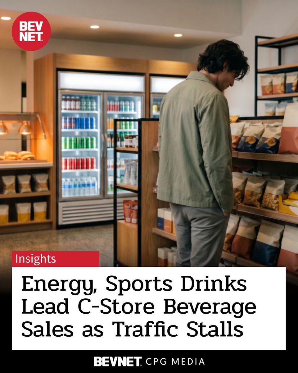 BevNET's tweet image. Energy ⚡ and sports drinks 🥤 are driving c-store beverage sales, but foot traffic is flattening amid high gas prices. Foodservice now leads in-store revenue and profit, while soft drinks decline. New NACS, NielsenIQ and Jefferies data: bevnet.com/news/2026/ener… #cstore #beverages