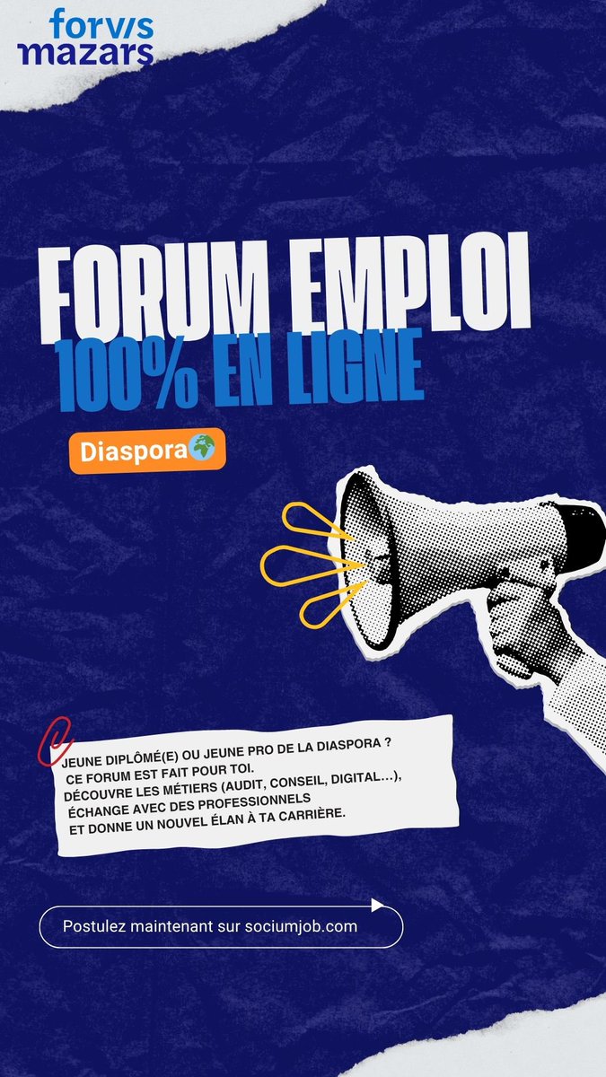 Socium_'s tweet photo. 🌍 Diaspora sénégalaise, cette opportunité est pour toi

💼 Forum emploi 100% en ligne avec Forvis Mazars Sénégal
🎯 Découvre les métiers, échange avec des pros et booste ta carrière

⚠️ Places limitées
👉 Postule sur https://t.co/7XHt2pVK6k https://t.co/DlZjmCEHPF