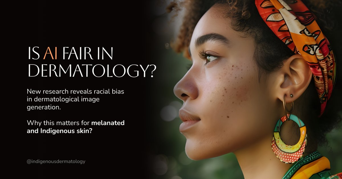 IndigenousDerm's tweet photo. AI is changing dermatology, but is it fair?

New research shows generative AI models often perform better on lighter skin tones due to lack of diverse datasets.

Inclusive dermatology research matters for skin of color.

https://t.co/eeqzpBog9x

#MedicalAI #SkinOfColor https://t.co/Oq7QAUI4hN