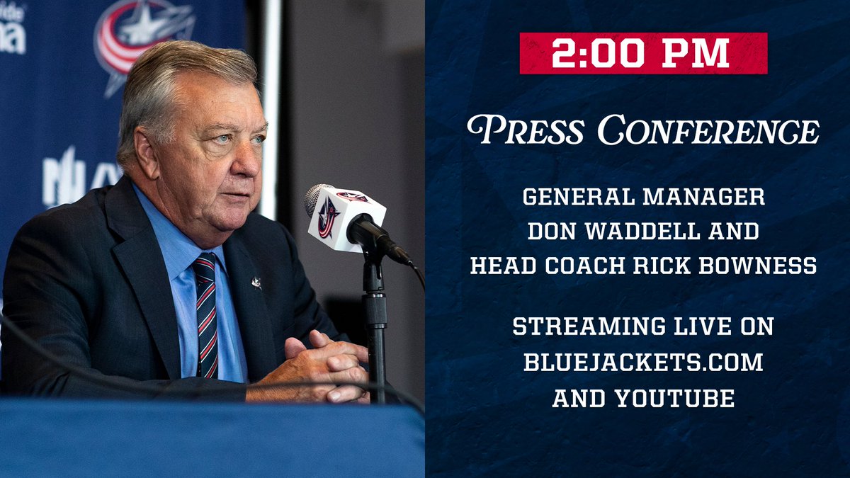 GM Don Waddell and HC Rick Bowness will meet with the media today at 2pm.

Join us live on bluejackets.com and YouTube