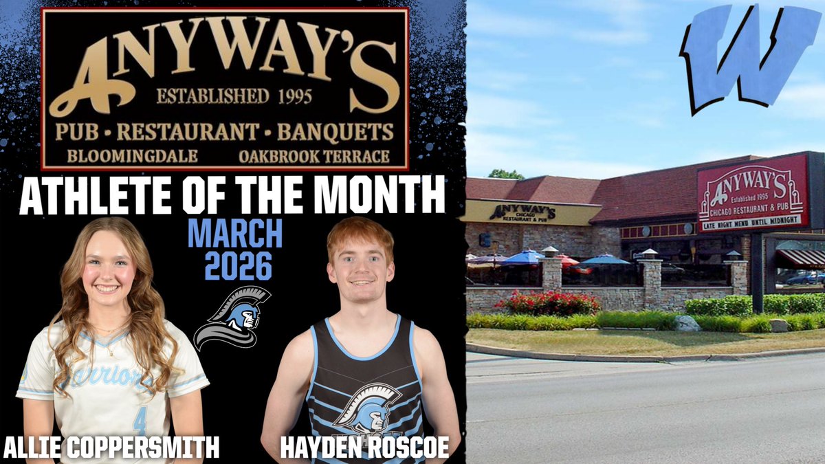 WB_ATHLETICS's tweet photo. 🏆ANYWAY’S ATHLETES OF THE MONTH-MARCH 2026🏆 

Congratulations to Allie Coppersmith (Softball) and Hayden Roscoe (Boys Track & Field) on being selected as the Anyway’s Athletes of the Month for March 2026!!

Allie Coppersmith (Softball)
Throughout the opening weeks of the Softball season, Allie Coppersmith has distinguished herself as a cornerstone of the team. She currently leads the roster with an impressive .529 batting average. Beyond her statistical contributions, Allie’s exemplary character and unwavering positive attitude serve as a catalyst for team morale.

Hayden Roscoe (Boys Track & Field)
During the month of March, Hayden was on fire on the track! He started the month by running a leg of the 4x200 relay, helping the team post the third-fastest time in school history for the event. In that same meet, Hayden ran a leg of the 4x400 and the 55m hurdles, finishing fourth and third respectively. Hayden really showed up for his team at the West Suburban Conference meet. He competed in four events, which is the maximum number of events an athlete can compete in, and earned All-Conference honors in three of them. Hayden finished the month of March by qualifying for the Illinois Top Times Indoor Championships in four separate events—the most of any athlete in program history! He qualified in the 60m hurdles, 4x200 relay, 4x400 relay, and the 400m dash.

Both Allie and Hayden will receive a $25 gift certificate to Anyway’s and a plaque! Way to go, Warriors! #DubsUp @WB_TracknField @WillowbrookHS1 @dkrausewb