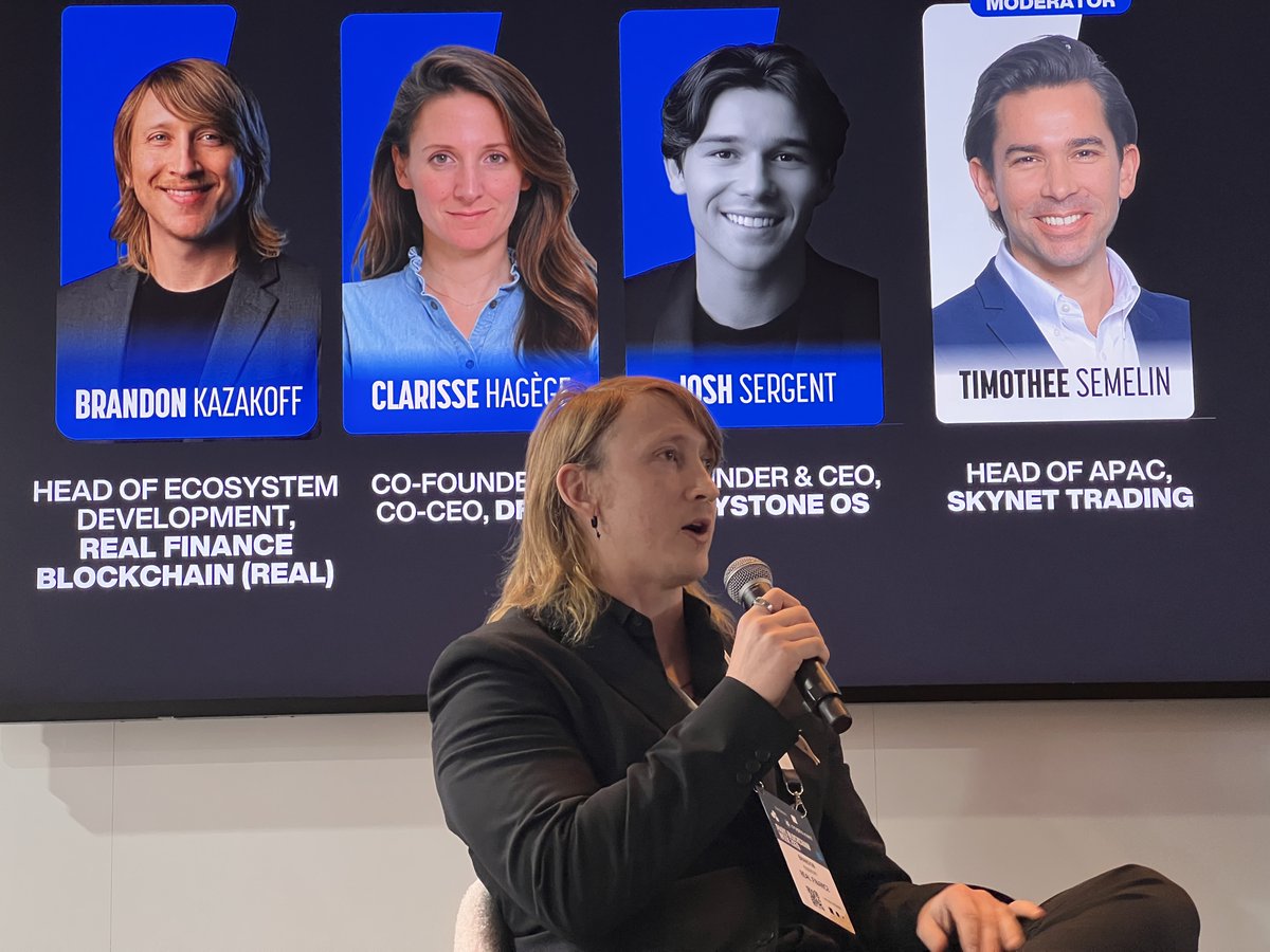 PBW Day 2 delivered. 🇫🇷⚡

REAL was part of the RWA &amp; Tokenisation discussion today, with <a href="/BrandonKazakoff/">Brandon Kazakoff</a> speaking on one of the biggest topics shaping the next era of blockchain.

The room was strong at <a href="/ParisBlockWeek/">Paris Blockchain Week</a> . The conversations were sharp. The momentum around