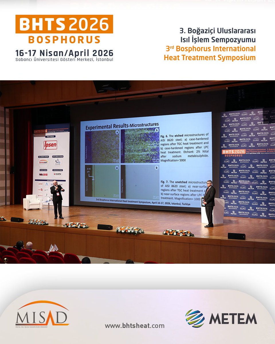 bhts2024's tweet image. BHTS 2026’nın ilk gün öğleden sonraki oturumları gerçekleşti!

The afternoon sessions of the first day of BHTS 2026 have taken place!

#BHTS2026 #HeatTreatment #Isılİşlem #MISAD #METEM