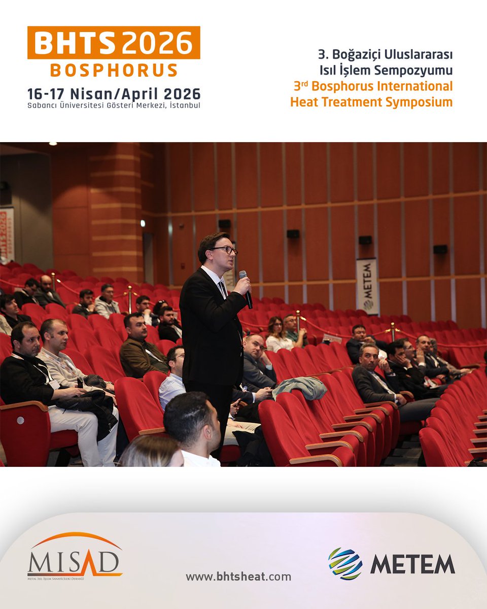 bhts2024's tweet image. BHTS 2026’nın ilk gün öğleden sonraki oturumları gerçekleşti!

The afternoon sessions of the first day of BHTS 2026 have taken place!

#BHTS2026 #HeatTreatment #Isılİşlem #MISAD #METEM