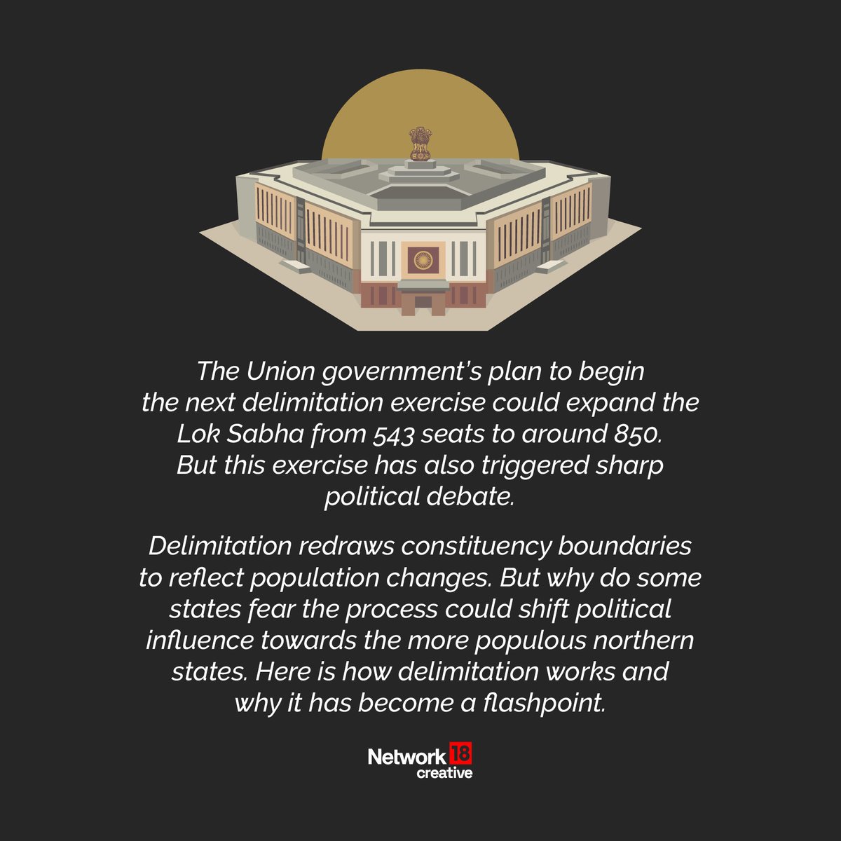 Nw18Graphics's tweet image. Explained: How does delimitation work, and why it has become a flashpoint between Centre and Southern states (Thread 1/6)

#Nw18Graphics #Nw18Creatives #Infographics #VisualStory #Explainer #Delimitation