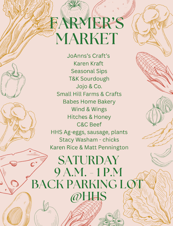 HHSMountaineers's tweet image. This Saturday, HHS FFA will host a Farmer’s Market from 9:00 a.m. to 1:00 p.m. We invite everyone to come out, shop local vendors, and support the FFA program! A list of participating vendors is provided below. #HHS #HHSMountaineers #HHSFFA #BlountCountyStrong #CLIMB