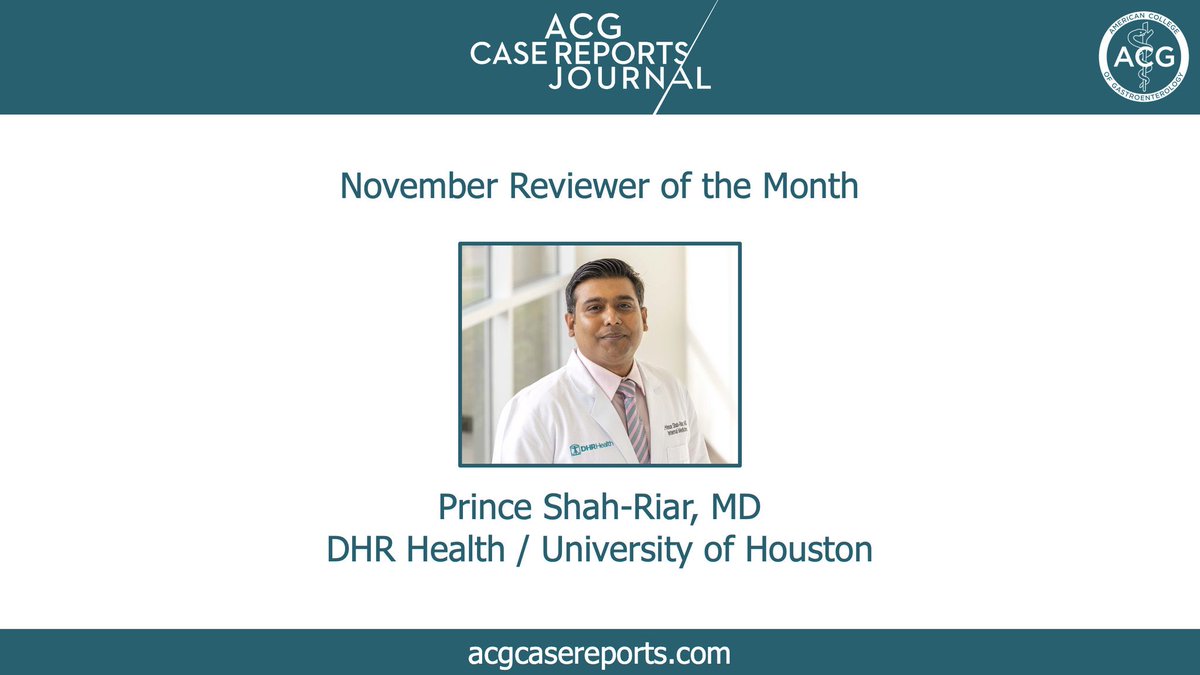 IBD_Boy's tweet image. Honored to be named November Reviewer of the Month by the @ACGCRJ 
Grateful for the opportunity to contribute to peer review as I prepare for GI fellowship.

#Gastroenterology #GIFellowship #ACG #AcademicMedicine #PeerReview