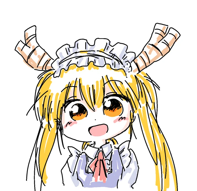 今日は早く寝ようと思ったのに、ぴっこまでメイドラゴン読み始めちゃってこんな時間に! さらにらくがきなんかしちゃって!