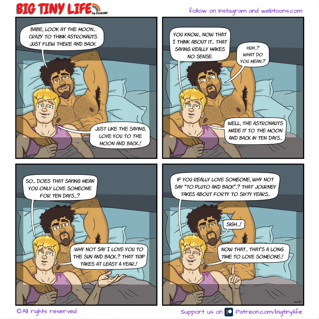 chadsartworld's tweet photo. BTL Ep. 398 "To The Moon"
Join us on Patreon https://t.co/6i55hawewK
Check us out on YouTube.
#instagramcomic #comicstripart #gaycomics #gaycouplelife #gaycouples #funnycomic #comicfun #gayrelationships #lgbtpost #cutecomics #facebookfunnypost #comicpanels https://t.co/EH7w81O8vb