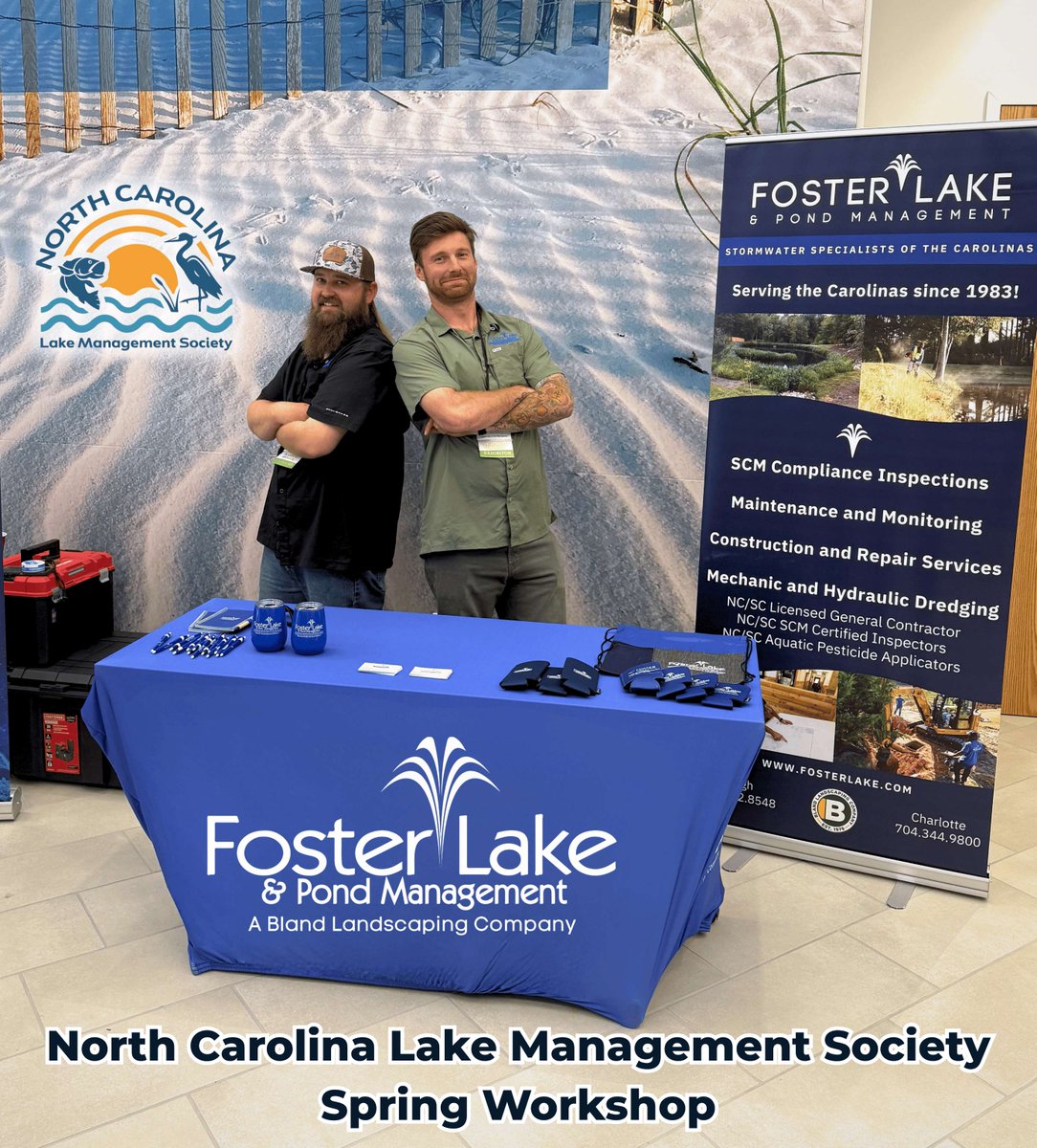 FosterLake's tweet photo. Huge thanks to Cody and Dillon for representing us at the NC Lake Management Society’s Spring Workshop! 🌊 https://t.co/PRucKcDYBW