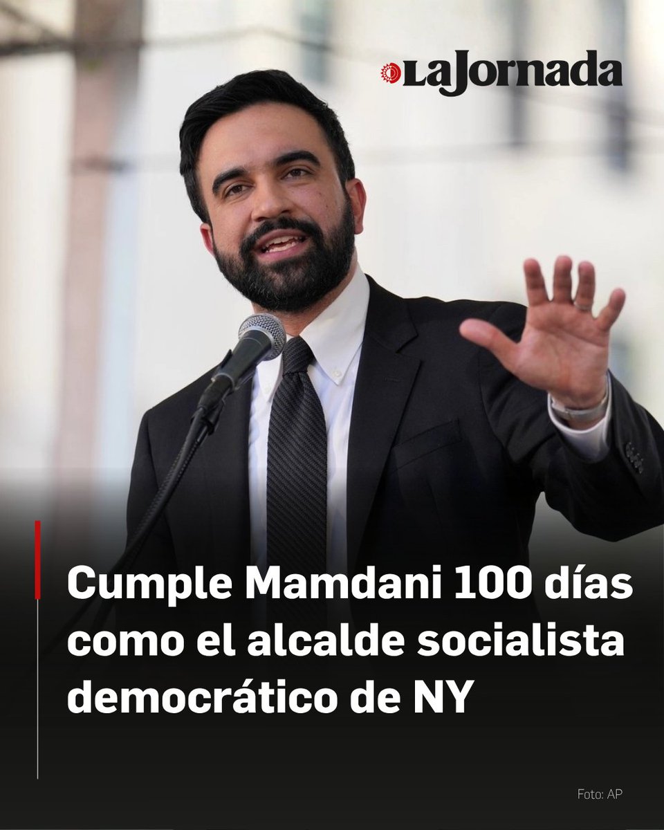 lajornadaonline's tweet photo. Zohran Mamdani, un joven socialista democrático y musulmán, triunfó para ser alcalde de Nueva York en plena era derechista y cristiana nacionalista del trumpismo estadunidense y ahora encabeza el gobierno de la principal ciudad de Estados Unidos, donde cumplió recientemente sus primeros 100 días de gestión.

Al marcar sus primeros 100 días, Mamdani recordó en un discurso el famoso ataque del ícono neoliberal Margaret Thatcher de que “el problema con el socialismo es que eventualmente se acaba el dinero de los otros”, a lo que respondió: “si algo parece que eventualmente necesitas es a un socialista para limpiar el desastre que dejaron”.

Más información en: https://t.co/trqCmtAkmi