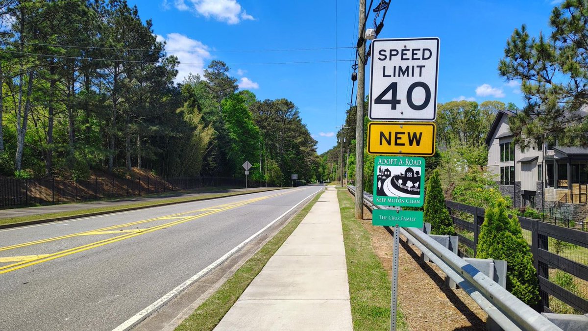 cityofmiltonga's tweet photo. Heads up, Milton!
Speed limits have been reduced on the following roads and new signs are up and enforcement is in effect.
• 45 → 40 mph
Bethany Bend (Hwy 9 to Hopewell)
Thompson Rd (Redd to Hopewell)
New Providence Rd (Arnold Mill to Birmingham Hwy)

• 35 → 30 mph
School zones near Cambridge HS and King’s Ridge 

These changes support the City’s Local Road Safety Plan. Drive accordingly. #MiltonGA