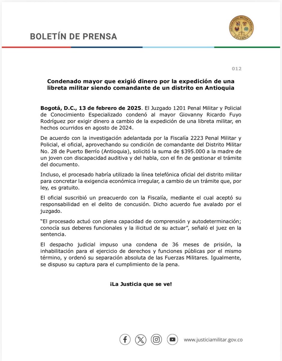 Justicia Penal Militar y Policial tweet media