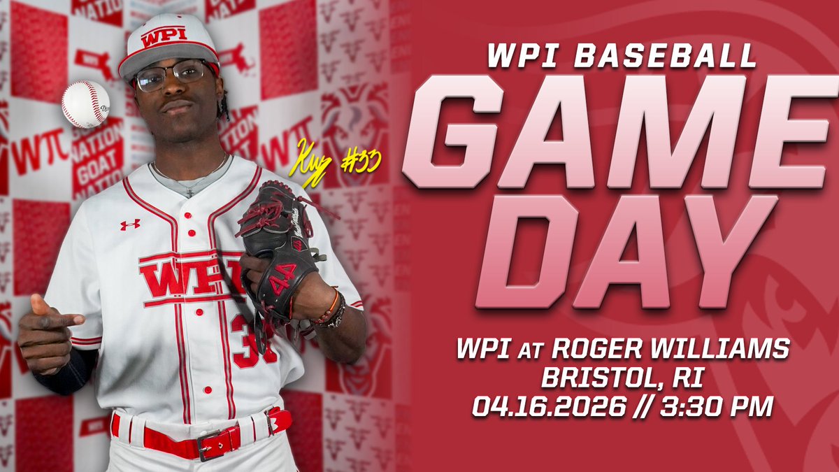 WPIAthletics's tweet image. 🔴GAMEDAY🔴

@WPIBaseball heads Bristol to take on Roger Williams for the third meeting of the season scheduled for a 3:30pm start 👀

Tune in ⬇️
🎥-tinyurl.com/bdctnnxu
📊-tinyurl.com/3f8txepz

⚾️x🐐
#GoatNation #d3bsb