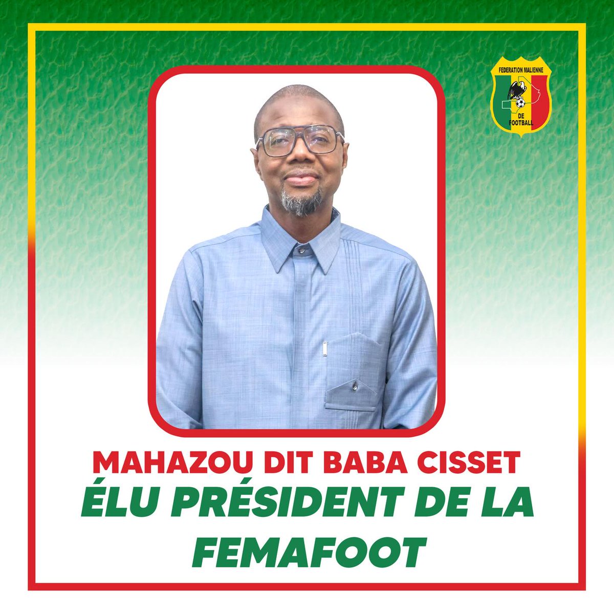 Romain_Molina's tweet photo. Sans surprise : Mahazou Baba Cisset est officiellement le nouveau président de la FEMAFOOT 🇲🇱

A voir désormais l'équipe qui l'accompagnera pour redresser le football malien https://t.co/1O1GxNPbPt