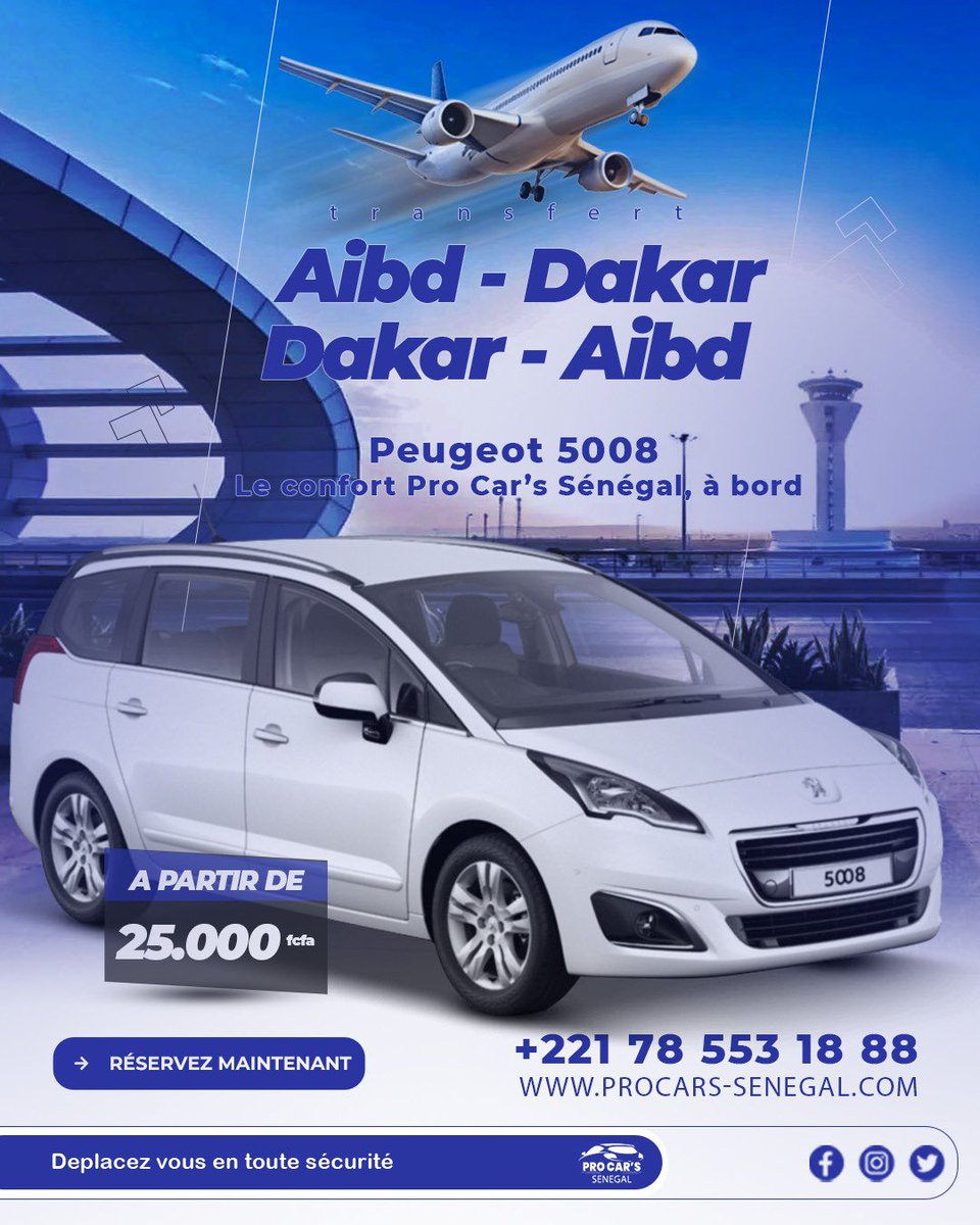 procars_senegal's tweet photo. Voyagez avec Pro Car’s Sénégal à bord du Peugeot 5008, un SUV raffiné qui combine espace, élégance et performance pour tous vos déplacements.

À partir de 25 000 FCFA seulement !

#dakar2026 #senegal #dakar #vtcdakar #kebetu https://t.co/rsEGH4LJHW