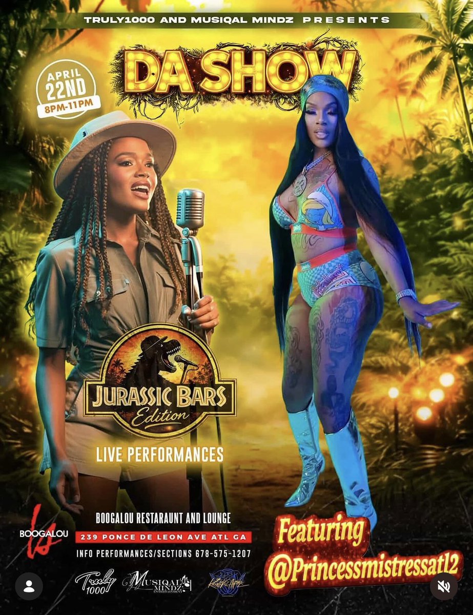 missprincessatl's tweet image. April 22nd I'll be at Boogalou Lounge tippin through &amp;amp; rippin the mic 🎤🔥 'cause I'm the life of the party " 

#MISStress💋
#ThePrincessOfRap🎤👑