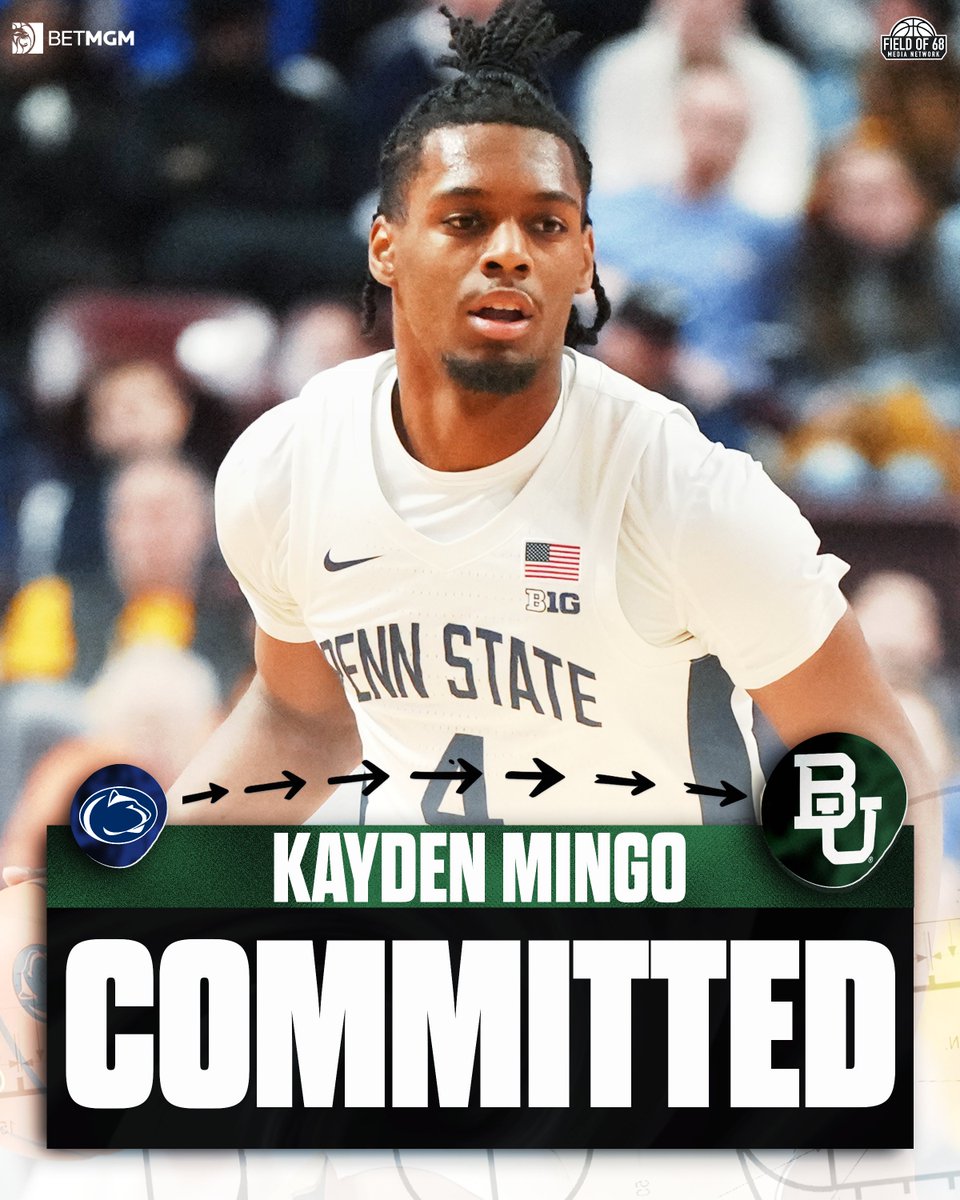 TheFieldOf68's tweet photo. NEWS: Penn State transfer Kayden Mingo has committed to Baylor, per multiple reports.

The 6-3 guard averaged 13.7 points and 4.3 assists per game with the Nittany Lions this season. https://t.co/mVMZhWuigl