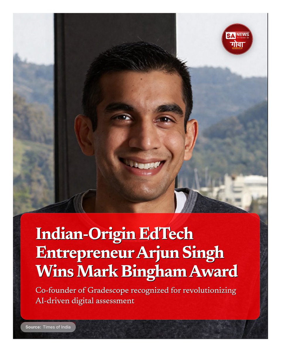 Arjun Singh Wins Mark Bingham Award for EdTech Innovation

Indian-origin entrepreneur , co-founder of Gradescope, wins the Mark Bingham Award for transforming grading through AI.

#sanewsgoa #tech #education #india